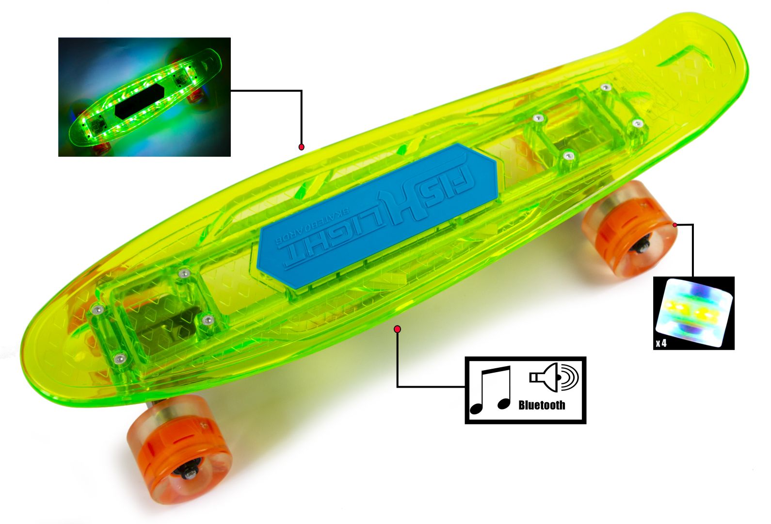 

Пенниборд Fish Skateboard Музыкальная и светящаяся дека Зеленый