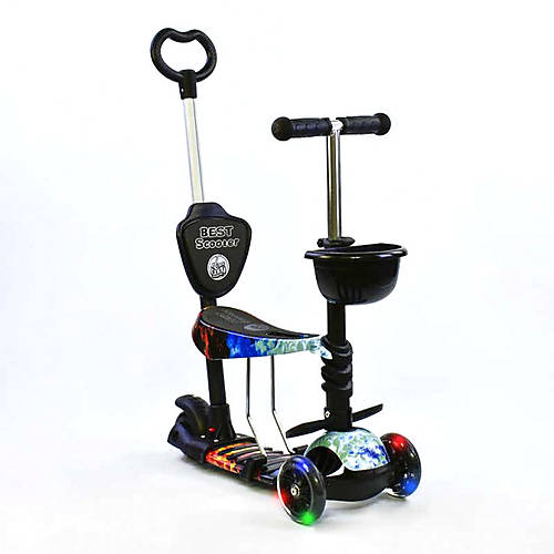 

Самокат 5в1 с подсветкой (черный абстракция) Best Scooter (21500)