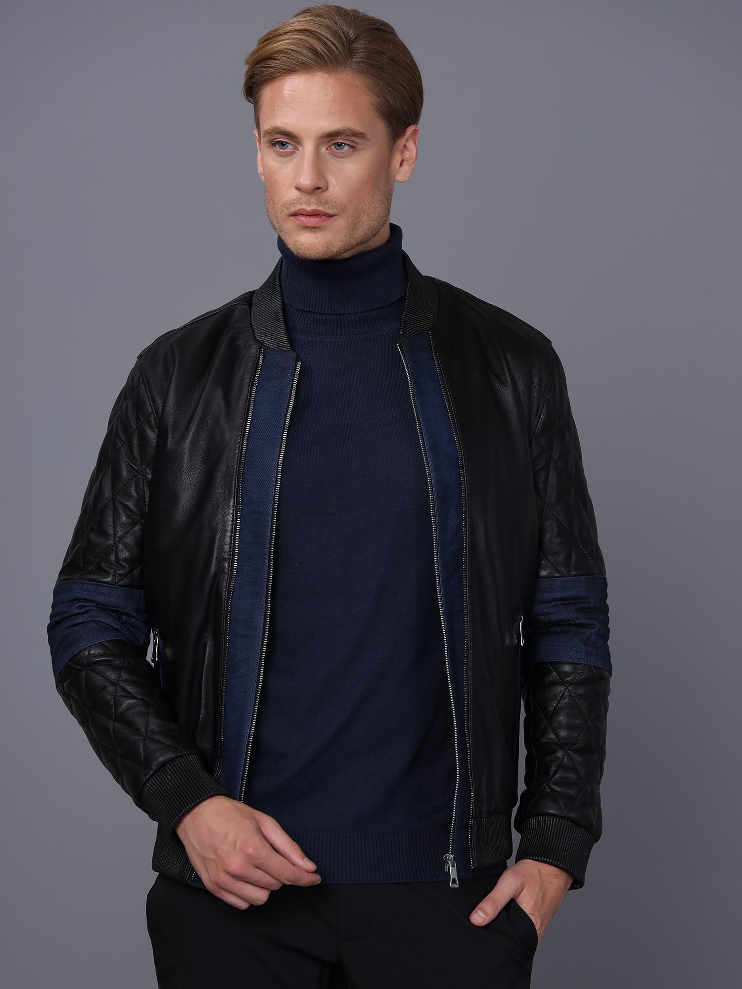 

Мужская кожаная куртка BASICS & MORE Черный M