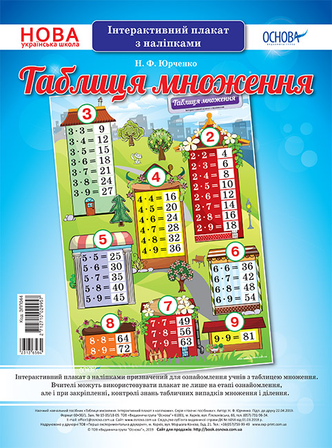 

Наочні посібники. Таблиця множення. Інтерактивний плакат з наліпками