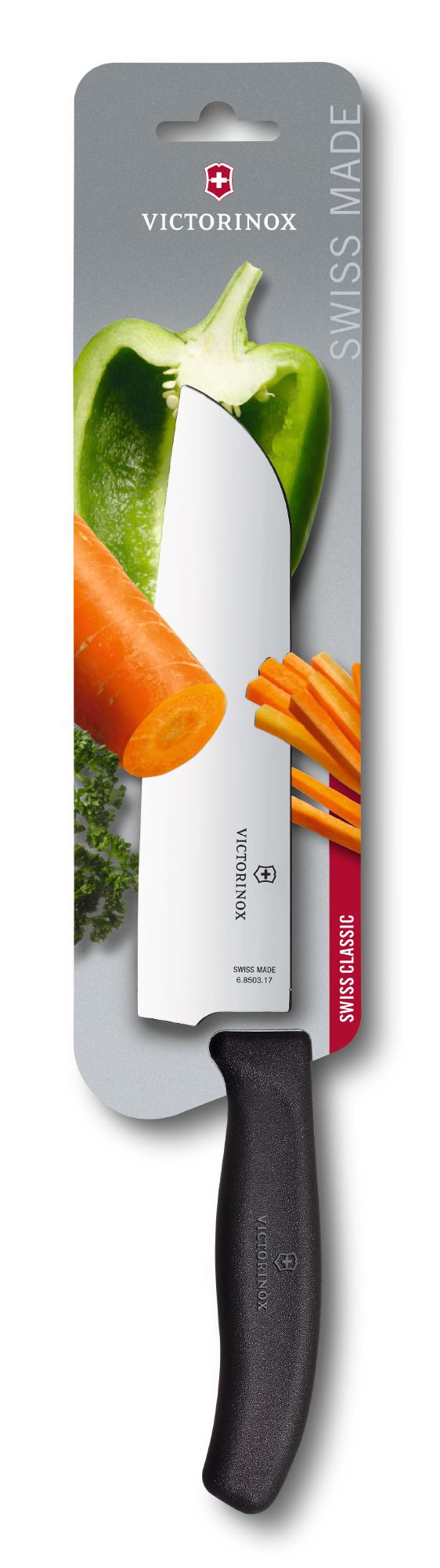 

Кухонный нож SwissClassic Santoku 17см с черн. ручкой (блистер)