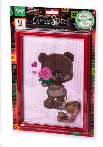 

Вышивка крестиком на канве "Cross Stitch: Мишка с розой" VKB-01-06 (15-45093)