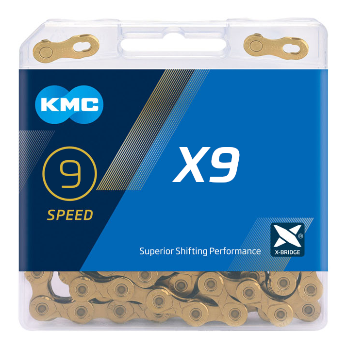 

Цепь велосипедная KMC X9 Gold 9 ск.