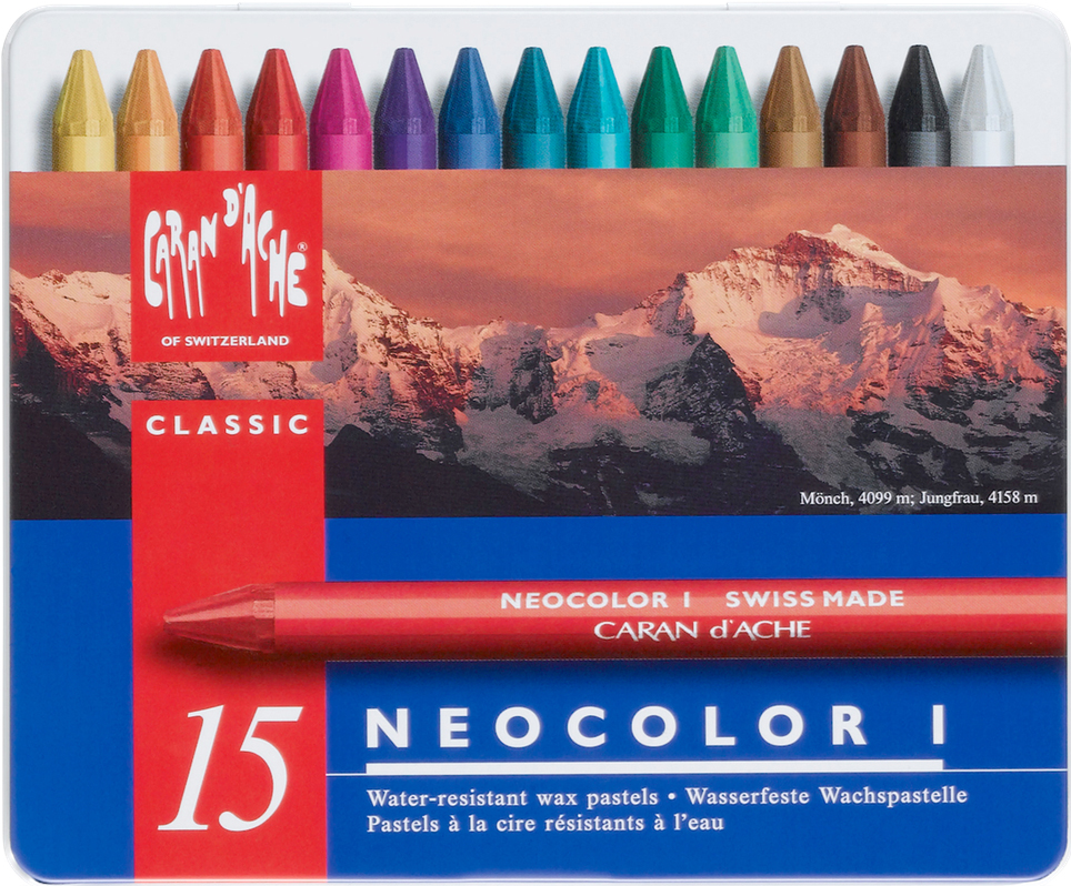 

Пастель восковая Water-resistant Caran d'Ache Neocolor I металлический бокс 15 цветов (7610186223150)