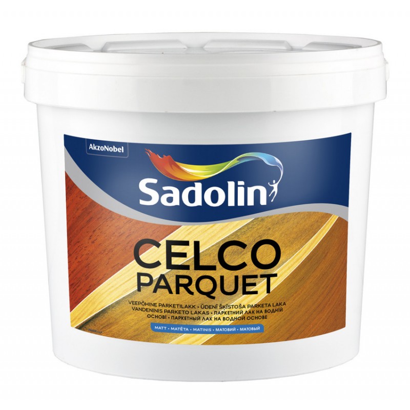 

Водорастворимый однокомпонентный лак для пола с хорошей износостойкостью Sadolin Celco Floor Aqua (Celco Parquet) Матовый Бесцветный 5 л