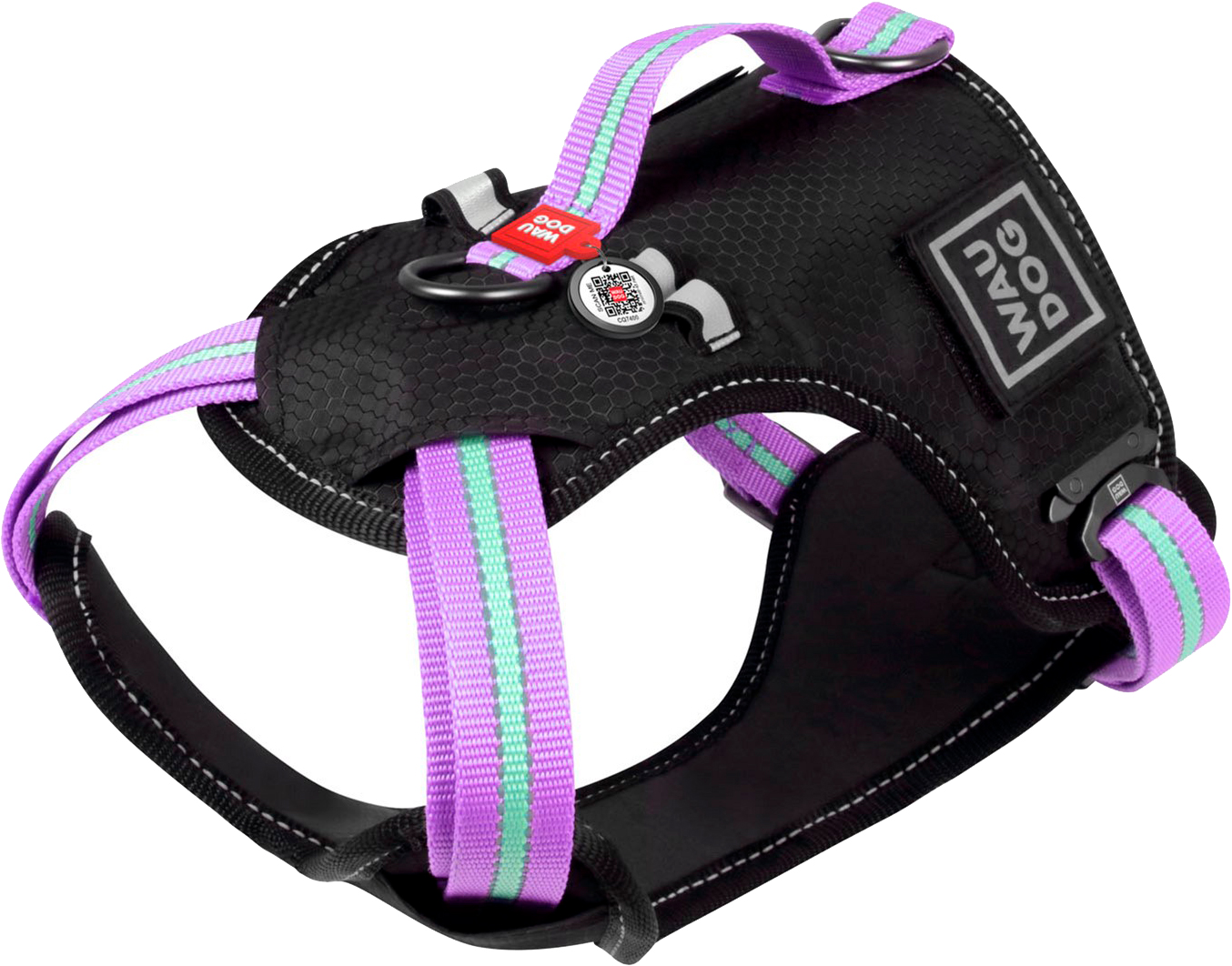 

Шлея для собак безопасная Collar WAUDOG Nylon c QR паспортом, металлическая пряжка-фастекс, M, Ш 20 мм, А 35-60 см, В 55-65 см