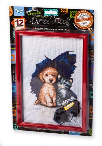 

Вышивка крестиком на канве "Cross Stitch: Щенок и котёнок" VKB-01-15 (15-45771)