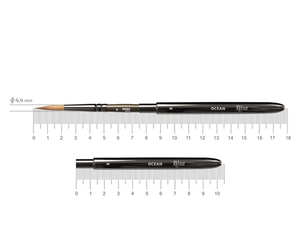 

Кисть соболь круглая Rosa Travel Brush Ocean 168 № 8 короткая ручка (19716808)