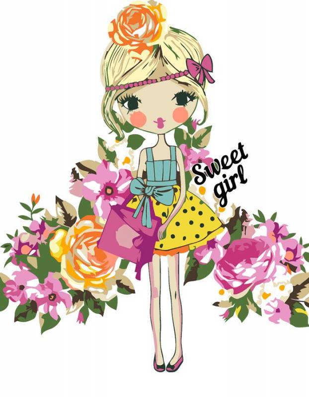 

Набор для творчества Rosa Start акриловая живопись по номерам Sweet girl 35 х 45 см (4823098514671)