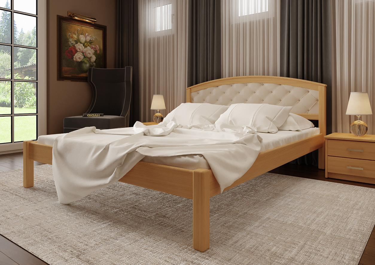 

Кровать БРИТАНИЯ Мягкое изголовье ЧДК (160 * 200) Ольха