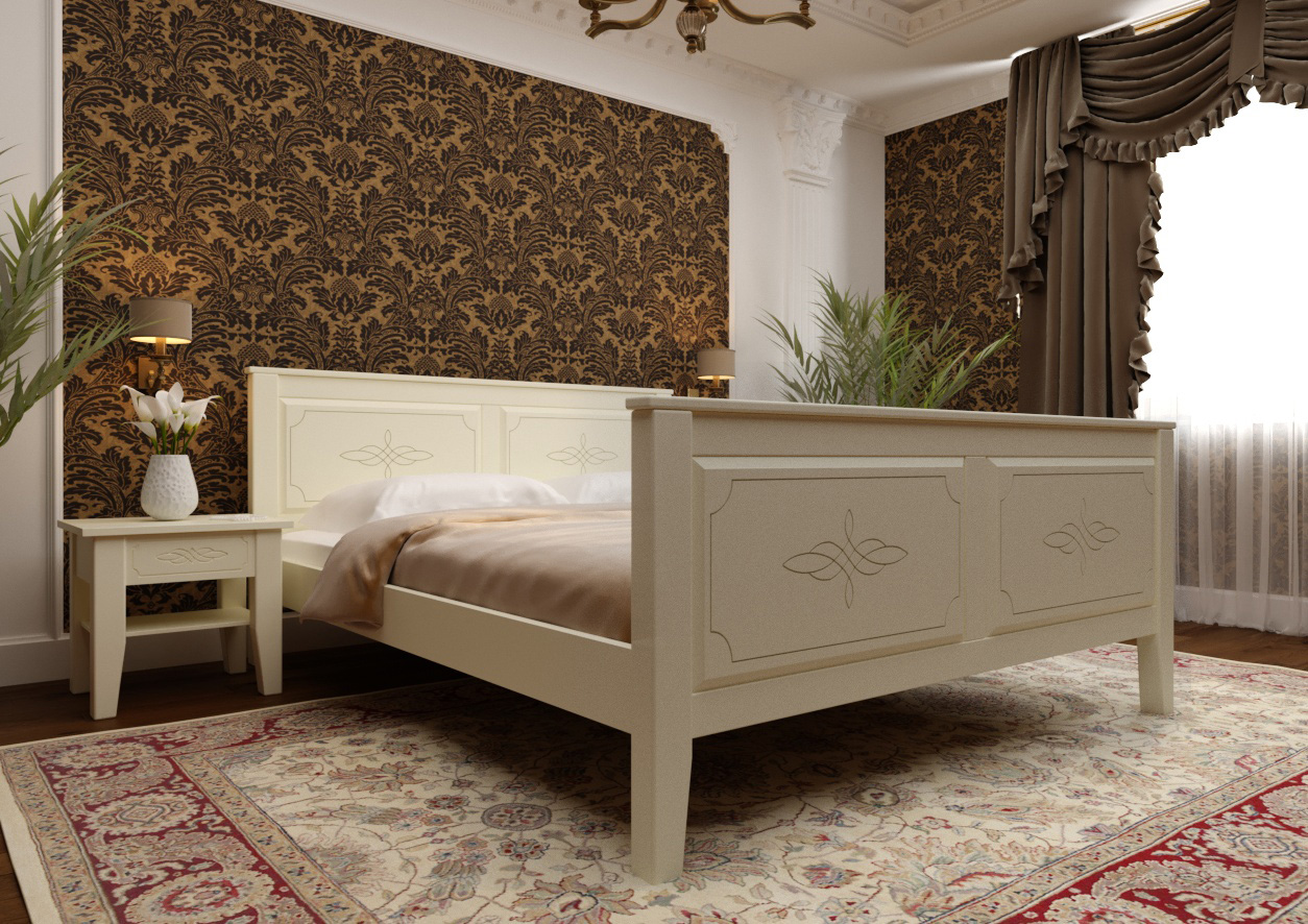 

Кровать Майя высокое изножье ЧДК (160 * 200) Слоновая кость эмаль
