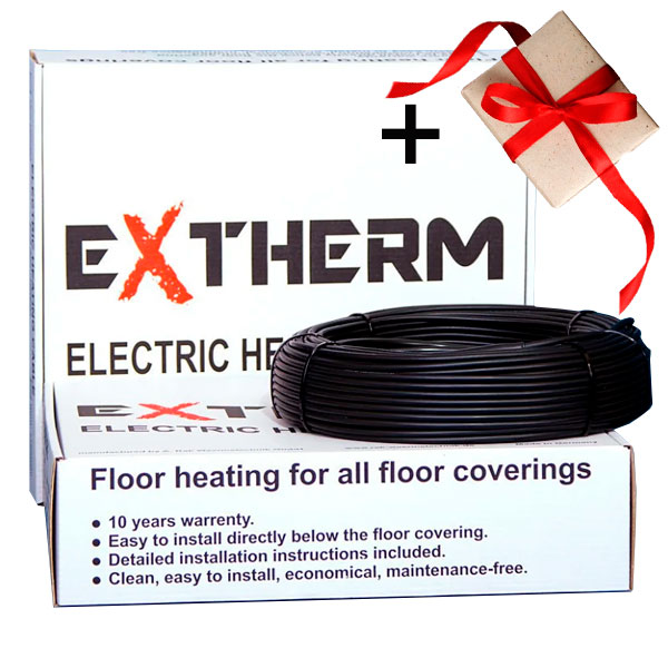

Теплый пол Extherm двухжильный нагревательный кабель ETC ECO 20-1400 Вт + подарок