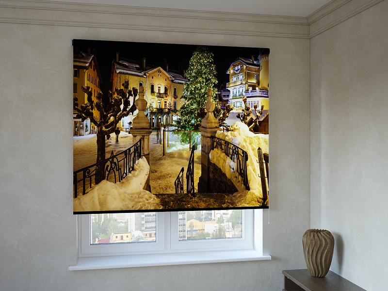 

Рулонные фотошторы Print-Market с фотопечатью Новогодняя улица (3488)