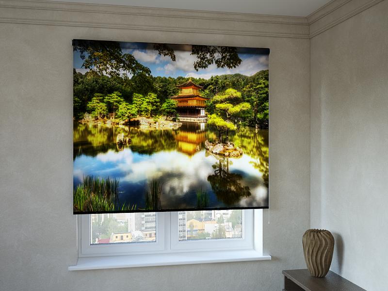 

Рулонные фотошторы Print-Market с фотопечатью китайский домик в лесу (3334)