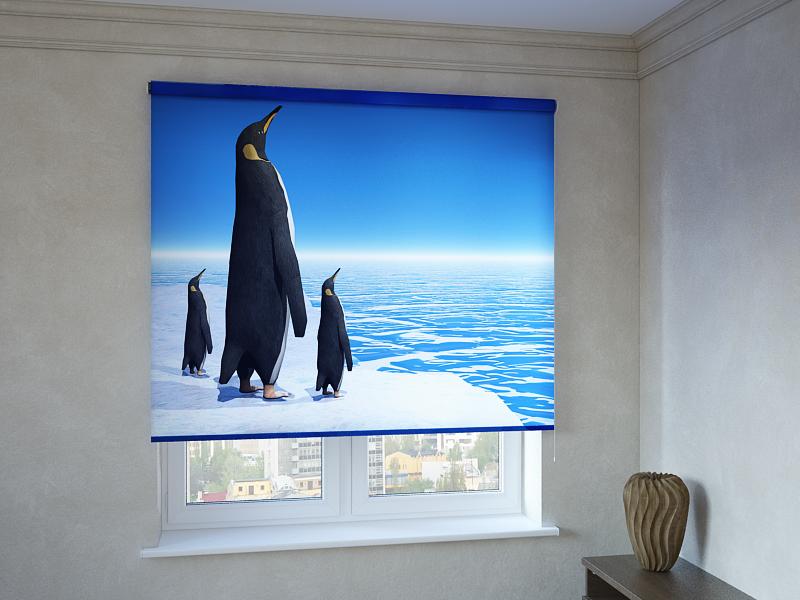 

Рулонные фотошторы Print-Market с фотопечатью королевские пингвины (3456)