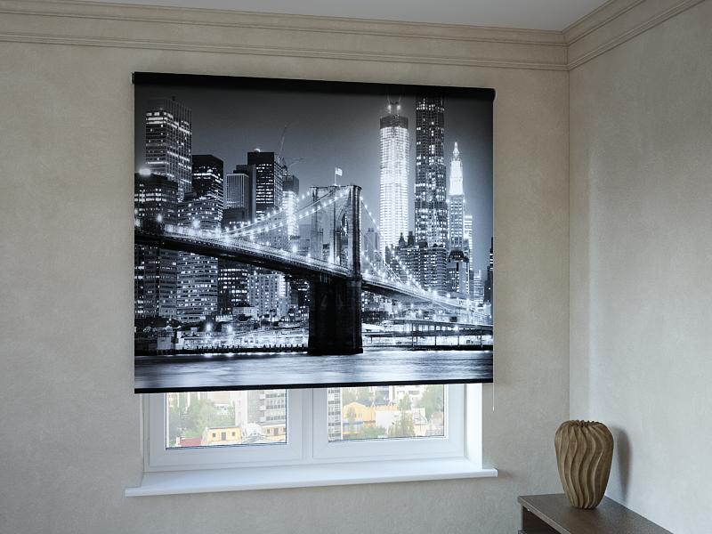 

Рулонные фотошторы Print-Market с фотопечатью черно-белый Нью-Йорк (3531)