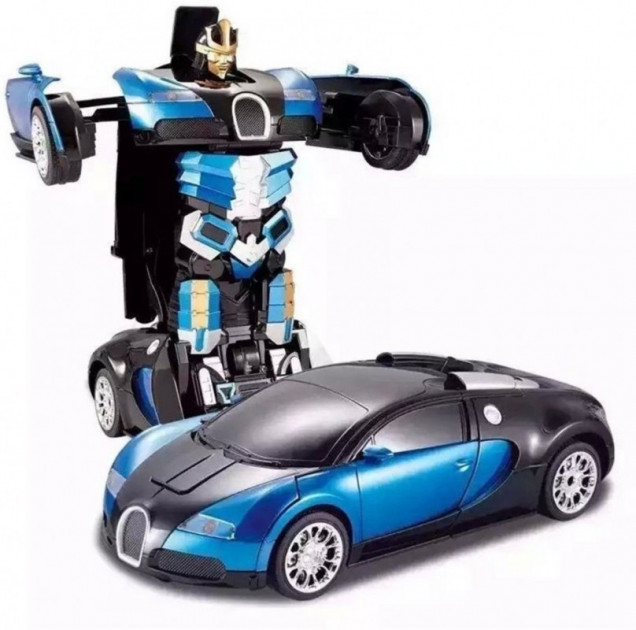 

Машинка Трансформер Bugatti Robot Car Size 1:18 СИНЯЯ С ПУЛЬТОМ
