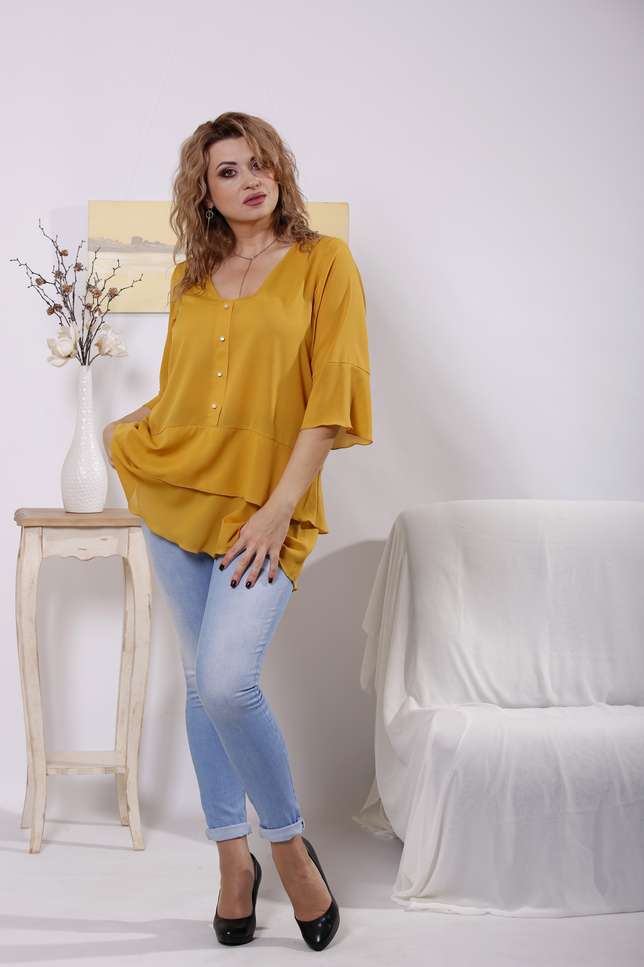 

Блузка GARRY-STAR 01626-3  Горчичный, Блузка GARRY-STAR 01626-3 72 Горчичный