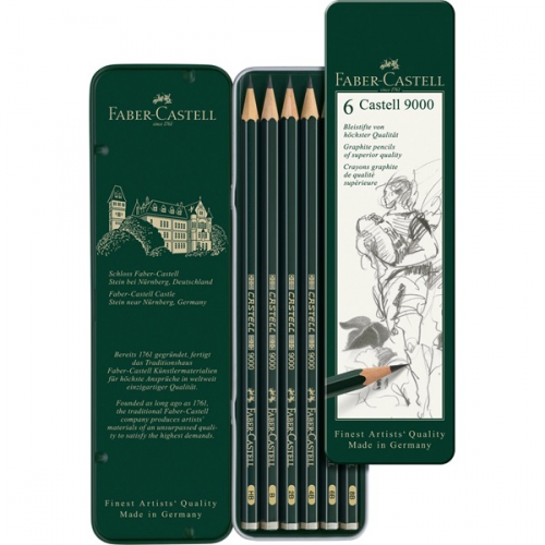 

Набор графитных карандашей 6шт. 9000 НВ-8В Faber-Castell