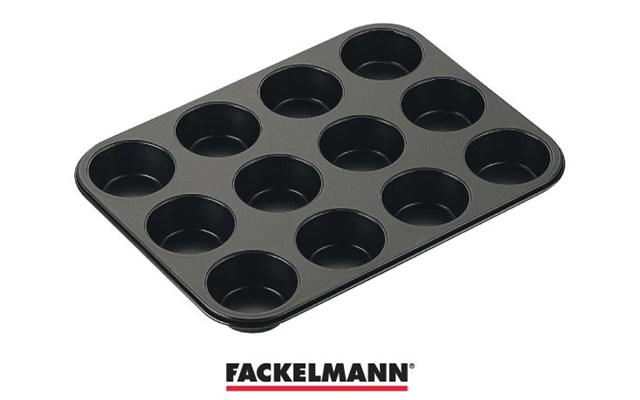 

Форма для выпечки 12 маффинов Fackelmann BLACK-METALLIC 38*6*3 см с антипригарным покрытием, сталь (6535)