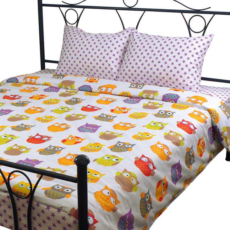 

Комплект постельного белья семейный РУНО наволочки 50х70 "Совы", сатин набивной