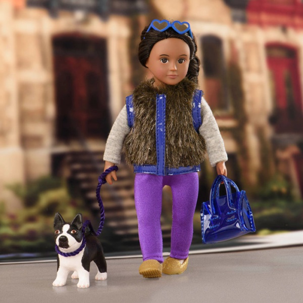 

Игрушечная виниловая кукла LORI 15 см Илисса и собака терьер Индиана (LO31016Z)
