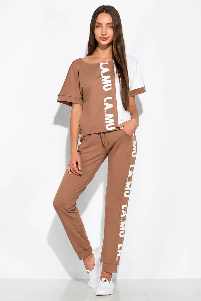 

Костюм женский двухцветный с надписью 151P03 (Кофейно-белый) T&M 42-44 Размер цвет Кофейно-белый