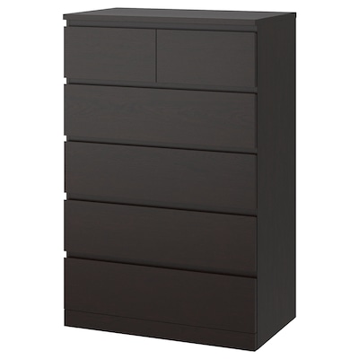 

Комод IKEA (ИКЕА) MALM 6 ящиков 80х123 см Черно-коричневый 704.036.06