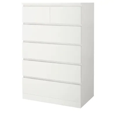 

Комод IKEA (ИКЕА) Malm выдвижные 6 ящика 80x123 см Белый 604.036.02