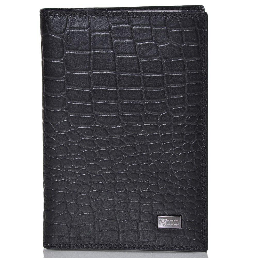 

Мужская кожаная обложка для паспорта (W620437901491-black) Wanlima 9х13,5х1 см Черный 000140849