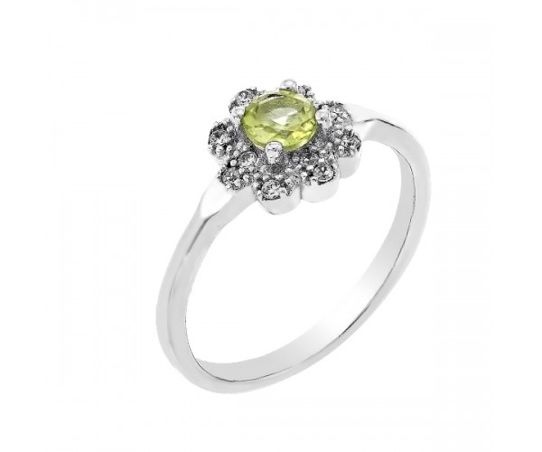 

Кольцо серебряное с перидотом и фианитами размер 17 Тд0034/пр-R