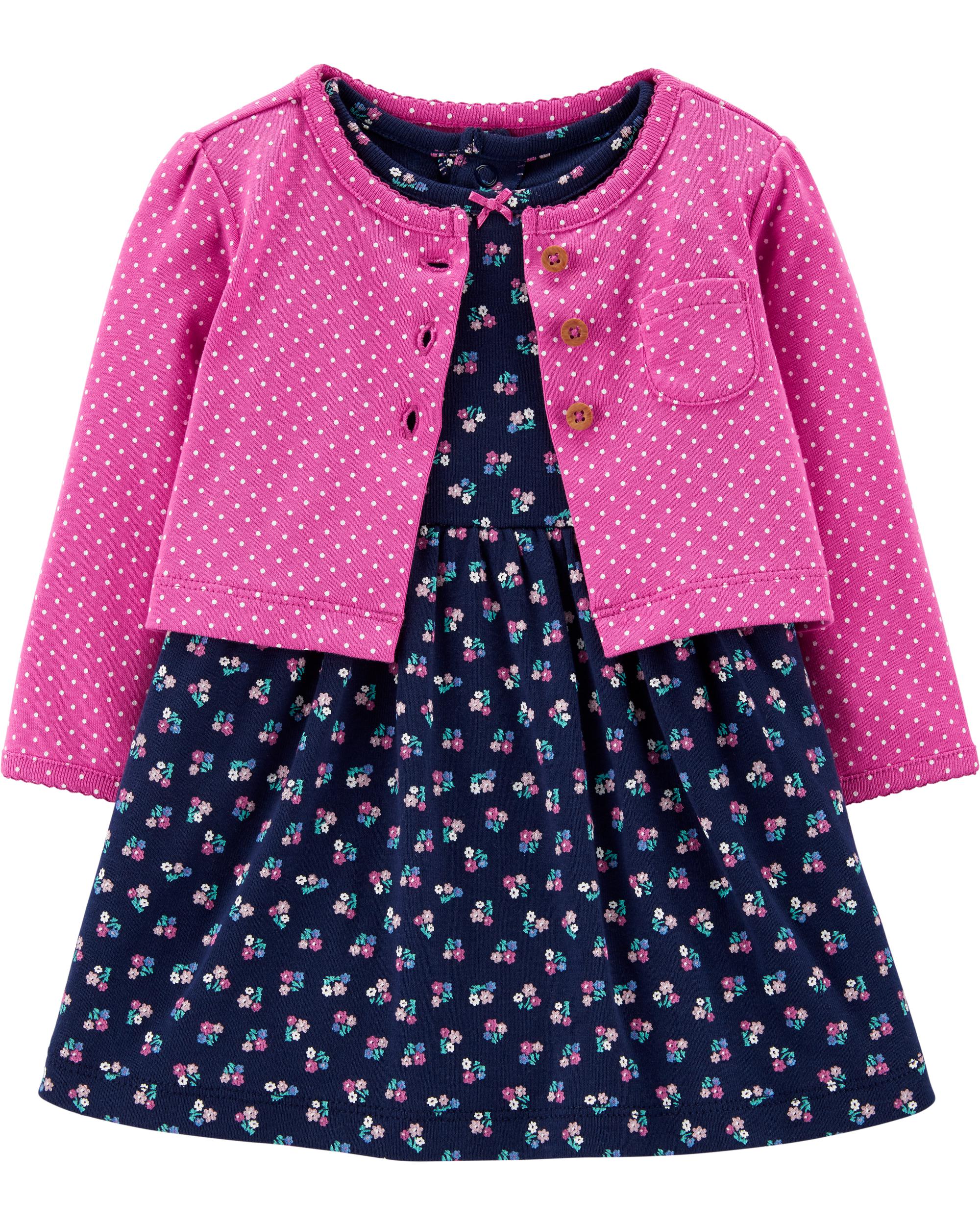 

Платье-боди с кардиганом Carters 56-62 см Розовый с синим