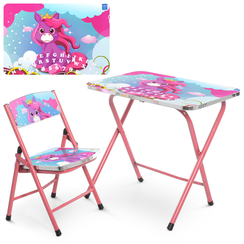 

Столик детский складной со стульчиком Bambi A19-NEW UNI Pink с регулировкой положения