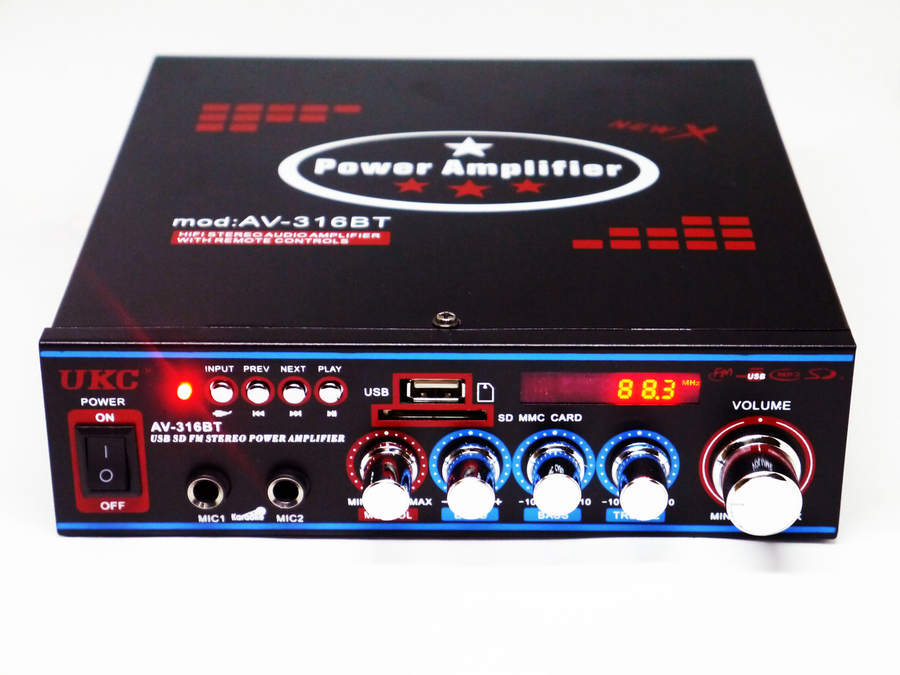 

Усилитель UKC AV-316BT - Bluetooth, USB, SD, FM, MP3 Караоке 2х канальный
