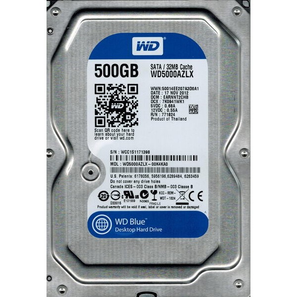 

HDD SATA 500GB WD Blue 7200rpm 32MB (WD5000AZLX) Refurbished