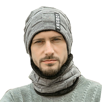 

Шапка зимняя с шарфом на флисе HSW BOY Серый