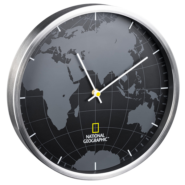 

Настенные часы National Geographic World Map Aluminium