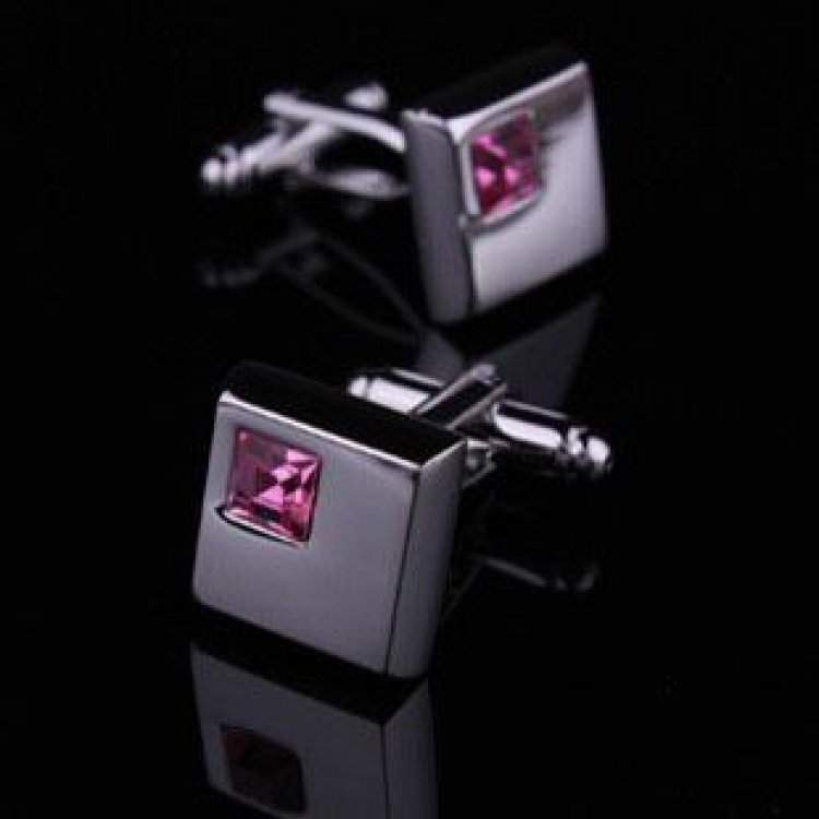 

Запонки Handmade 1,5х1,5 см Серебристо-розовый