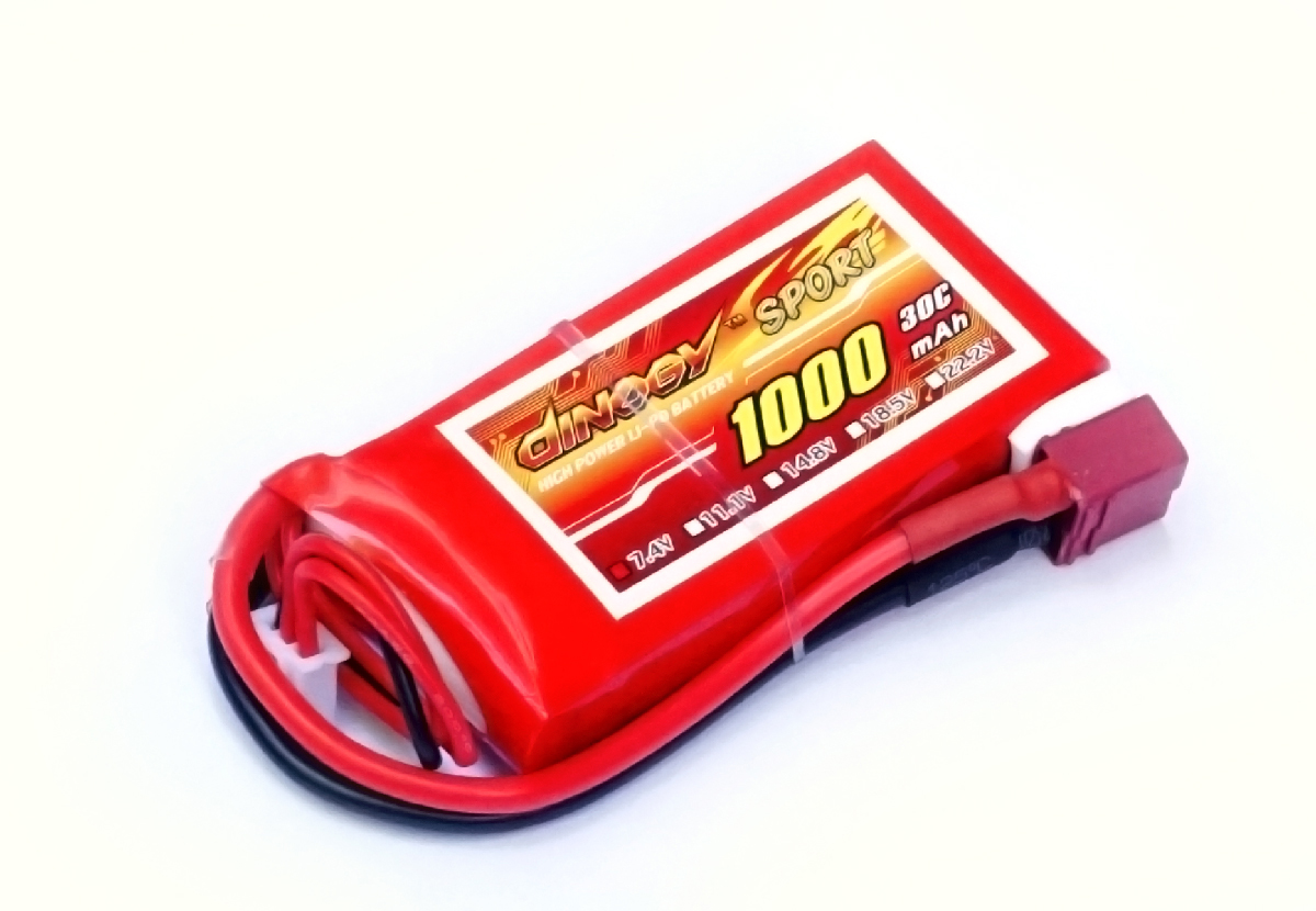 

Аккумулятор Dinogy Li-Pol 1000mAh 7.4V 2S 30C 14x35x68мм T-Plug