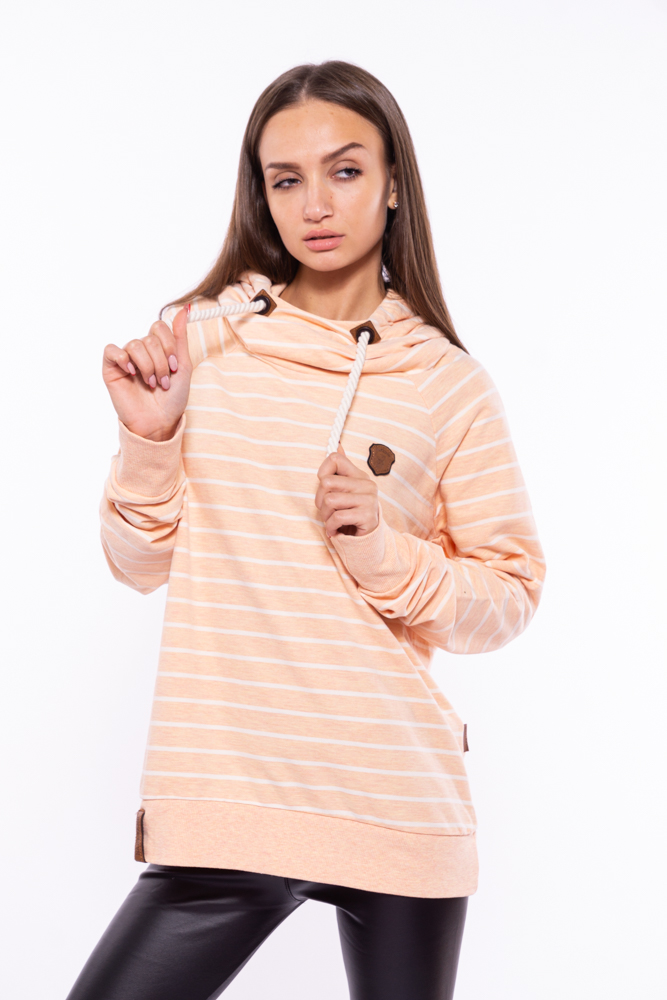 

Худи женское в полоску Time of Style 188P001  Персиковый, Худи женское в полоску Time of Style 188P001 XL Персиковый