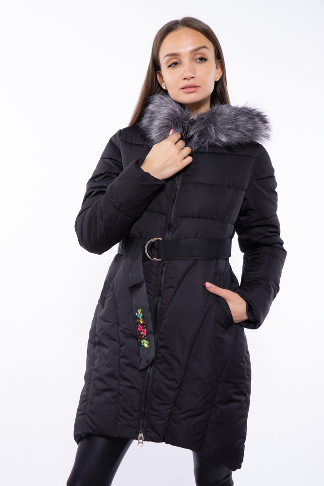 

Куртка женская с поясом Time of Style 120PSKL2258  Черный, Куртка женская с поясом Time of Style 120PSKL2258 36 Черный