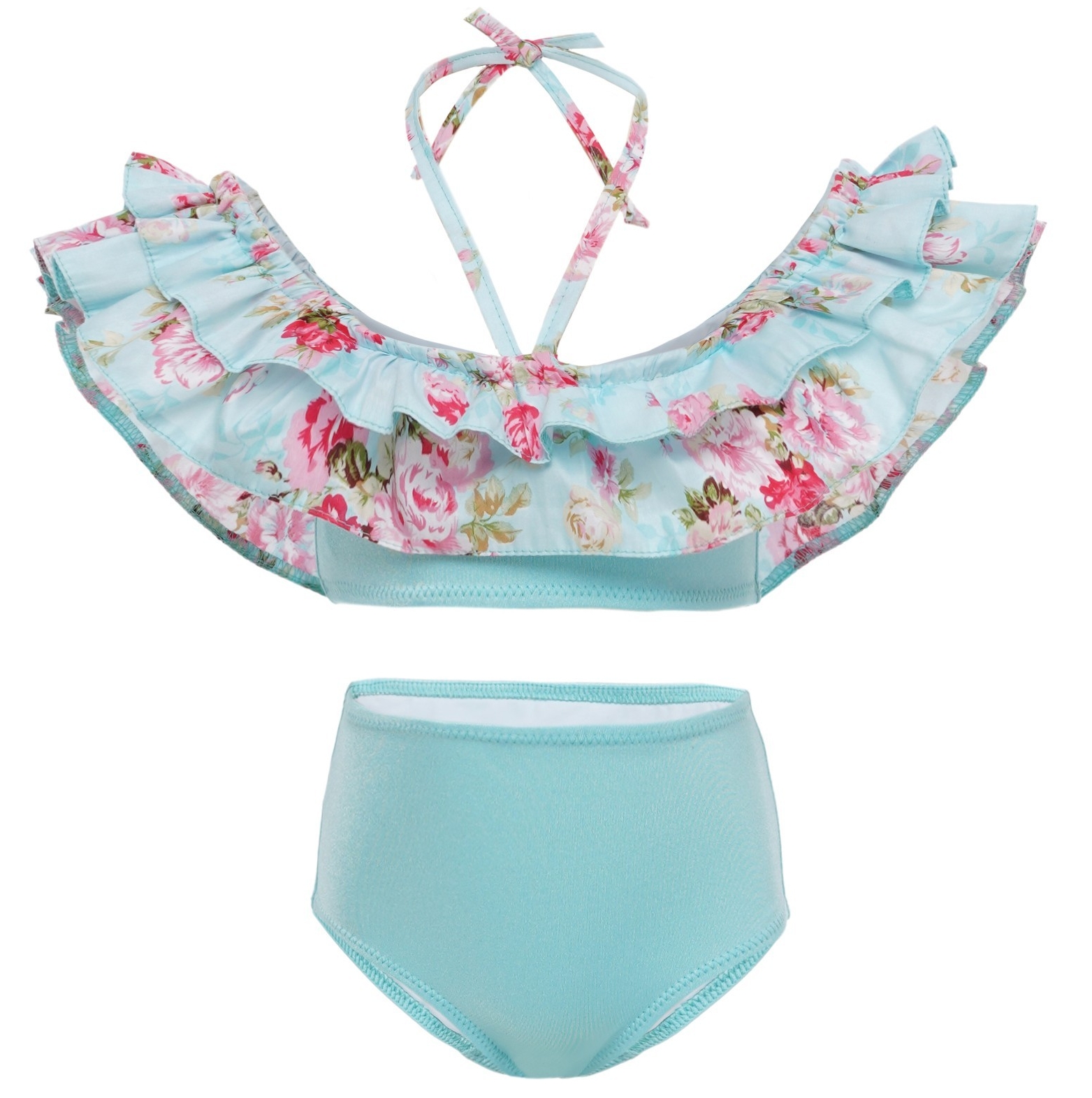 

Раздельный купальник на девочку BabyLadySwim K8R010 80 см Мятный с оборками