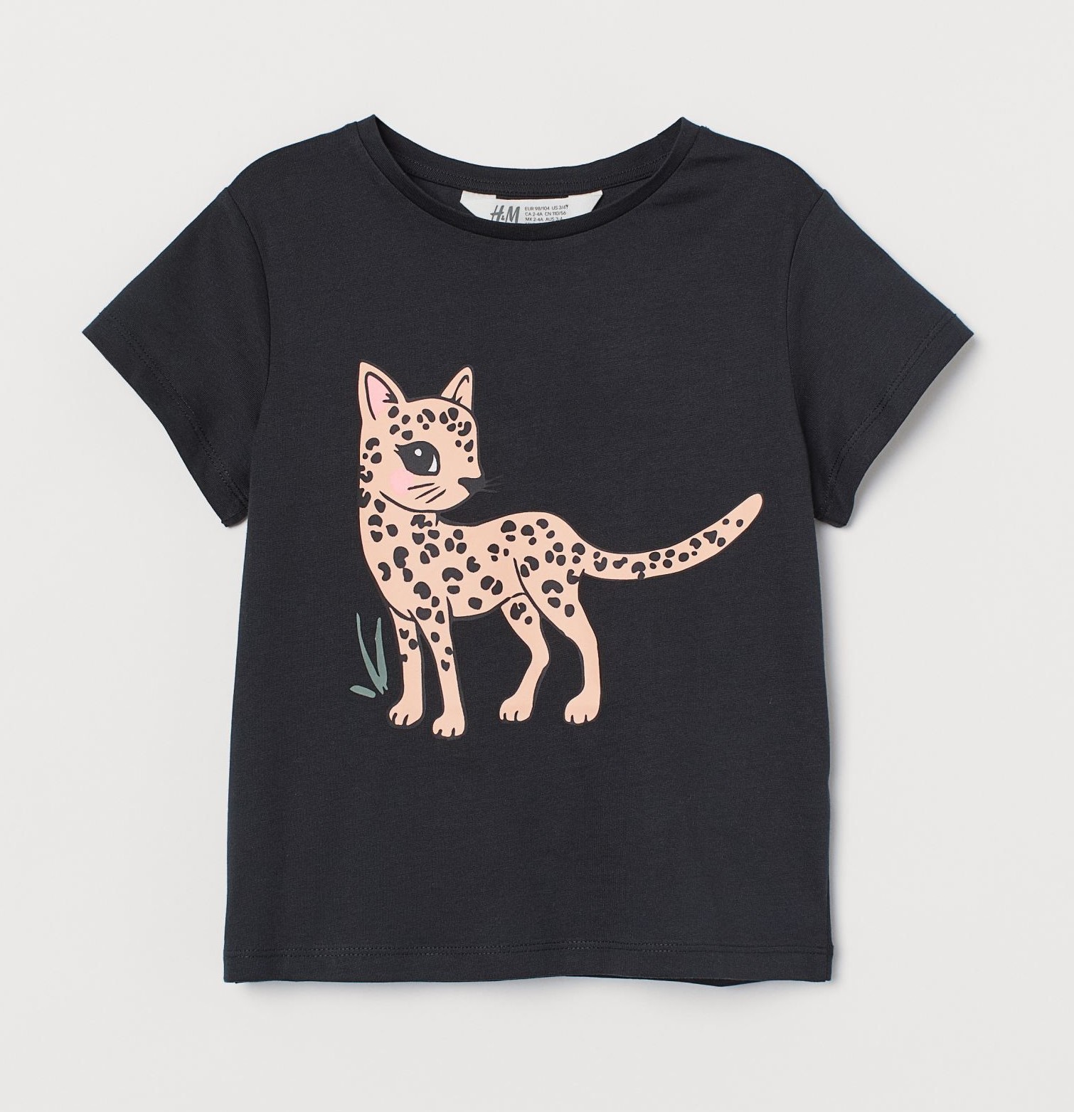 

Футболка для девочки H&M "Леопард" чёрная 116