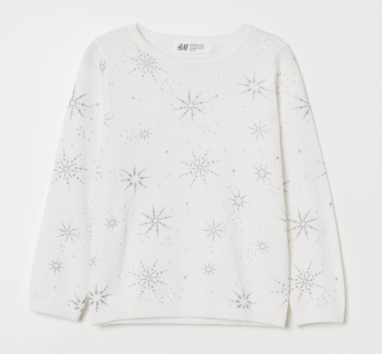 

Свитер для девочки H&M со снежинками белый 116