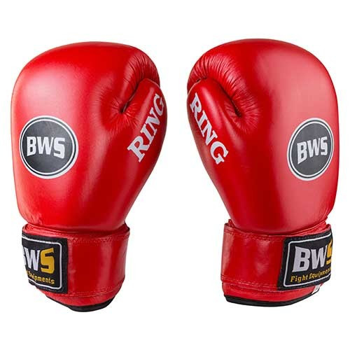 

Боксерские перчатки BWS RING кожаные красные 8oz