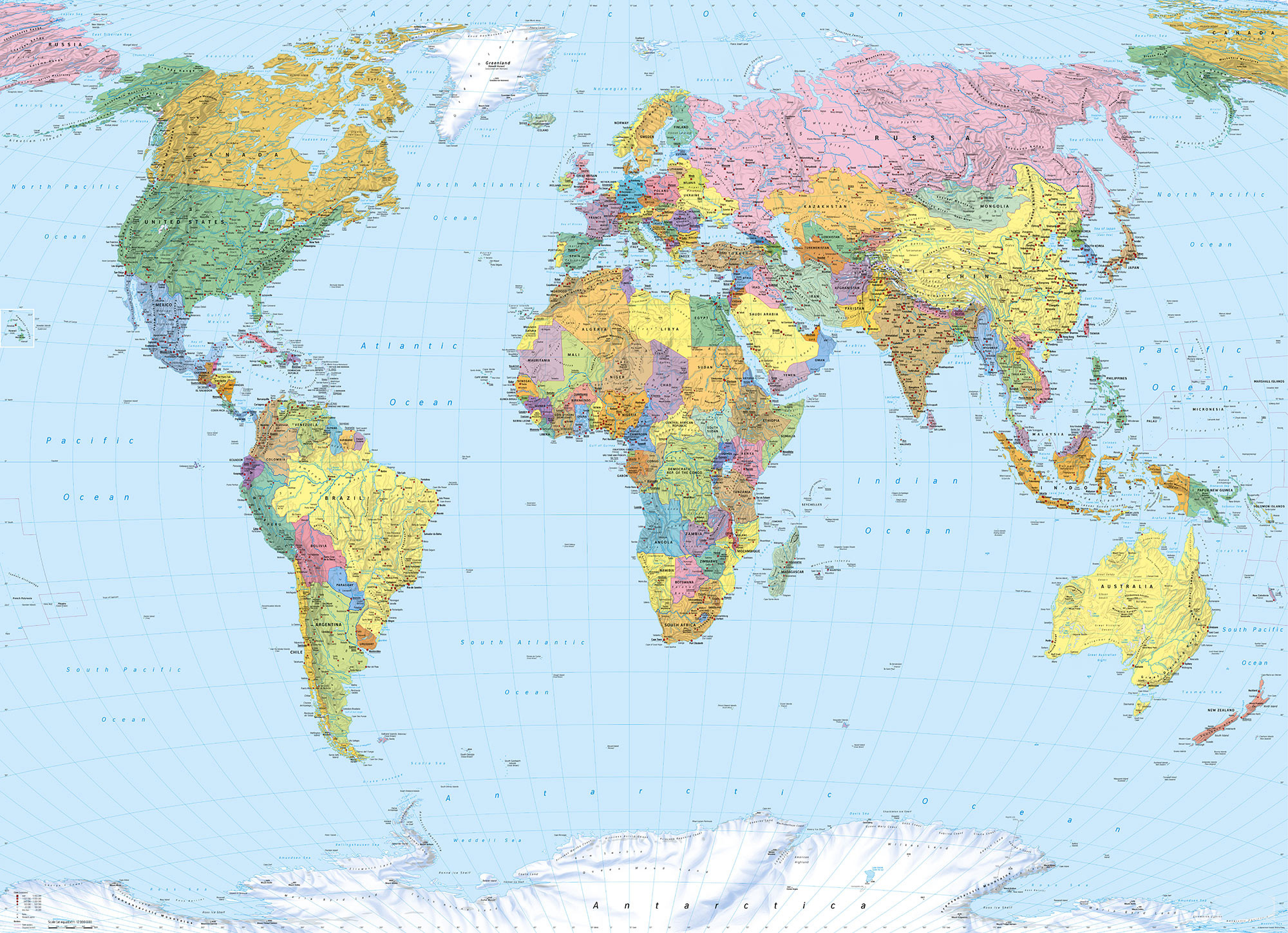 

Фотообои бумажные Komar World Map 270x188 см 4 сегмента (4-050)