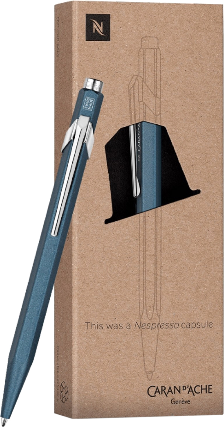 

Ручка шариковая Caran d'Ache 849 Синяя 0.7 мм Nespresso в подарочном футляре (7630002338851)
