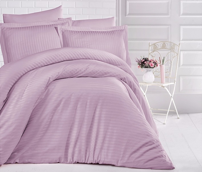 

Комплект постельного белья Clasy Stripe lilac, Семейный, Сатин, Турция