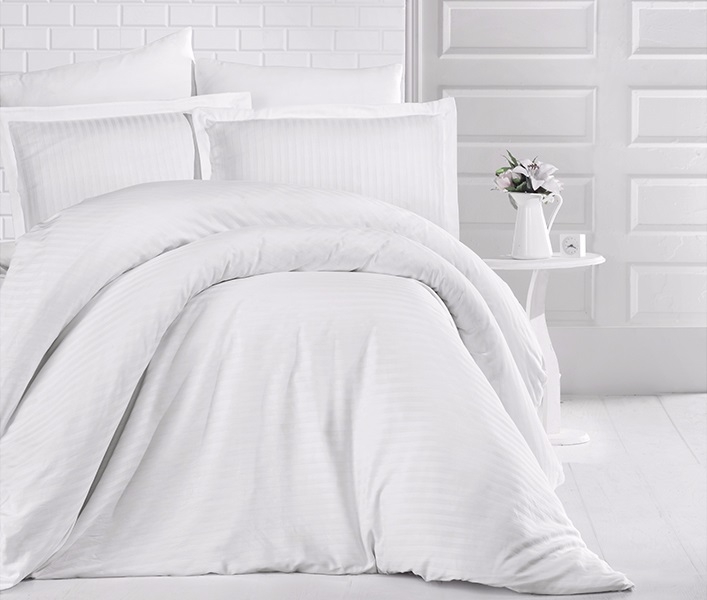 

Комплект постельного белья Clasy Stripe white, Семейный, Сатин, Турция