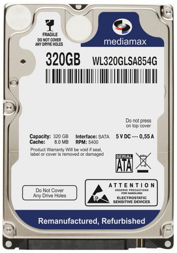 

Жесткий диск Mediamax 320ГБ 5400об/м 8МБ 2.5" SATAII (WL320GLSA854G)